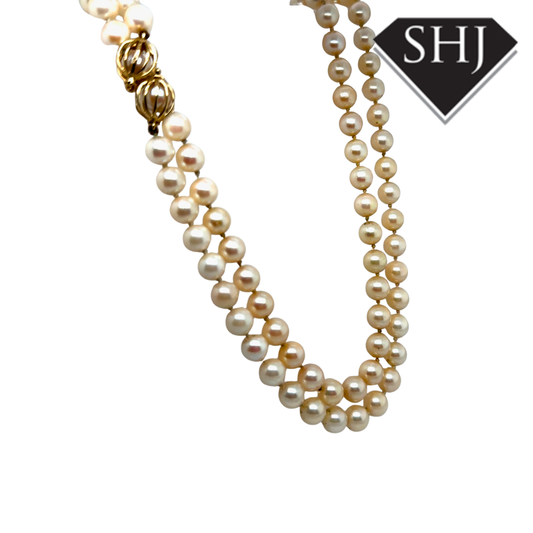 14ct Yellow Gold Cultured Pearl Necklace