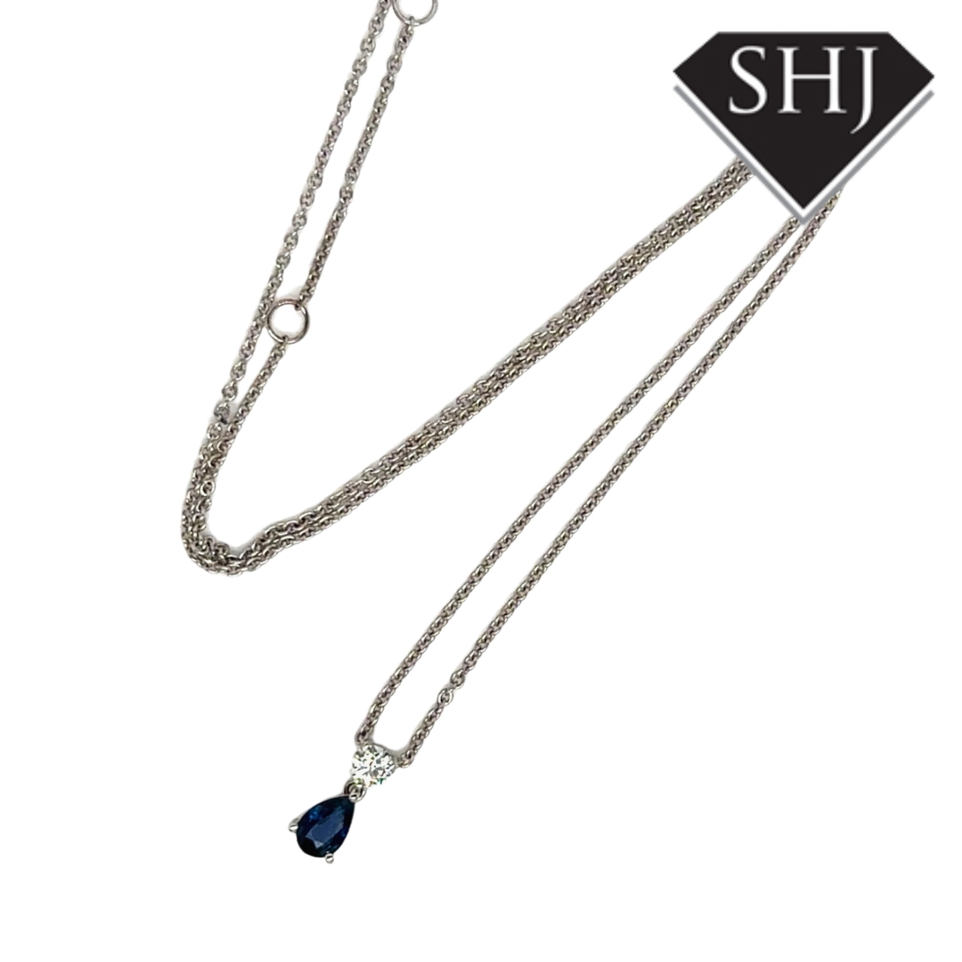 18ct White Gold Sapphire & Diamond Pendant