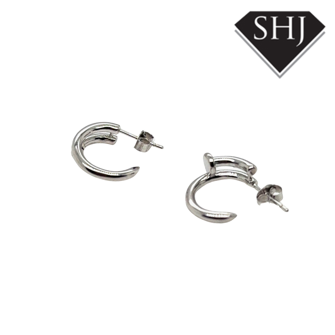 Silver Nail Hoop Earrings