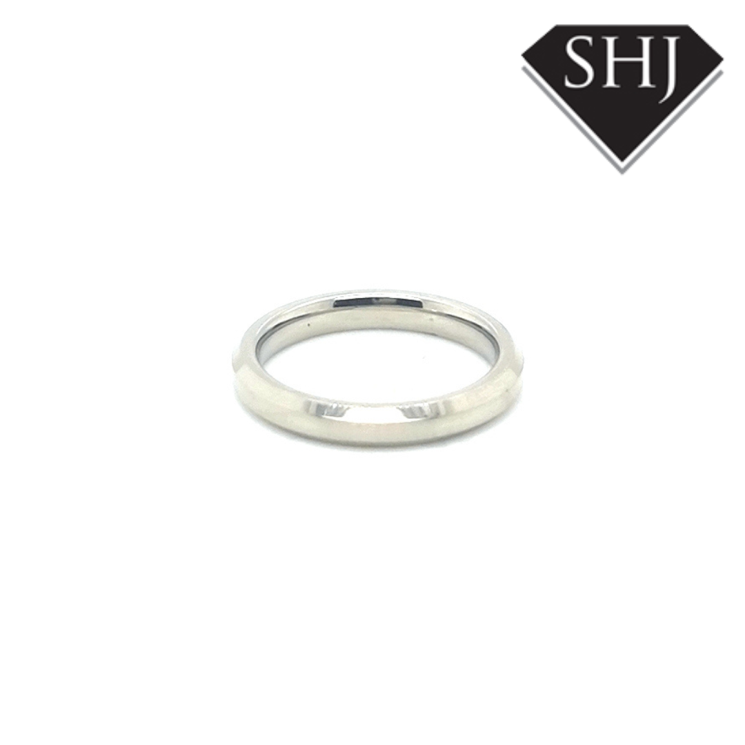 18ct White Gold Wedding Band 3mm Chamfered