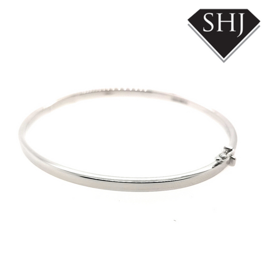 9ct White Gold Hinged Bangle