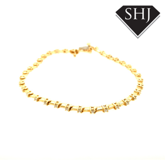 14ct Yellow Gold Diamond Bracelet