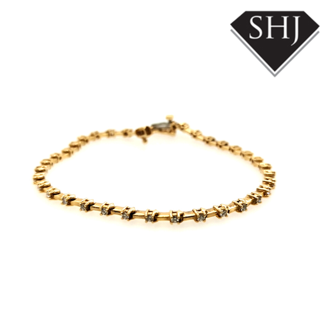 14ct Yellow Gold Diamond Bracelet