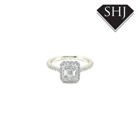 18ct White Gold Diamond Cluster Ring, 0.60ct