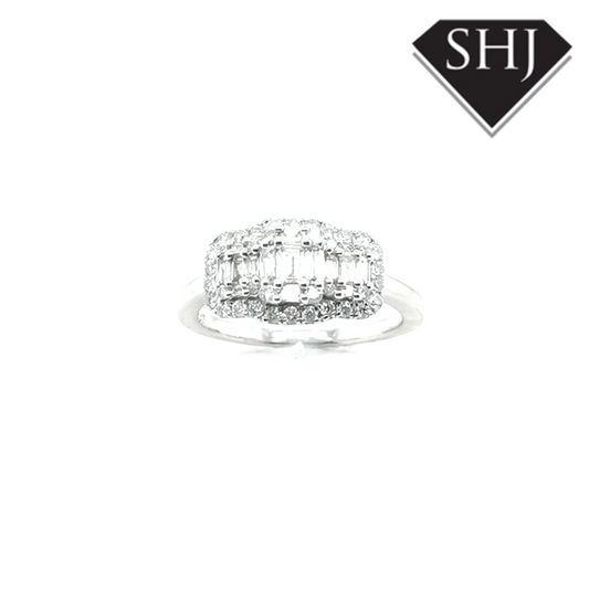 9ct White Gold Diamond Cluster Ring 0.68ct