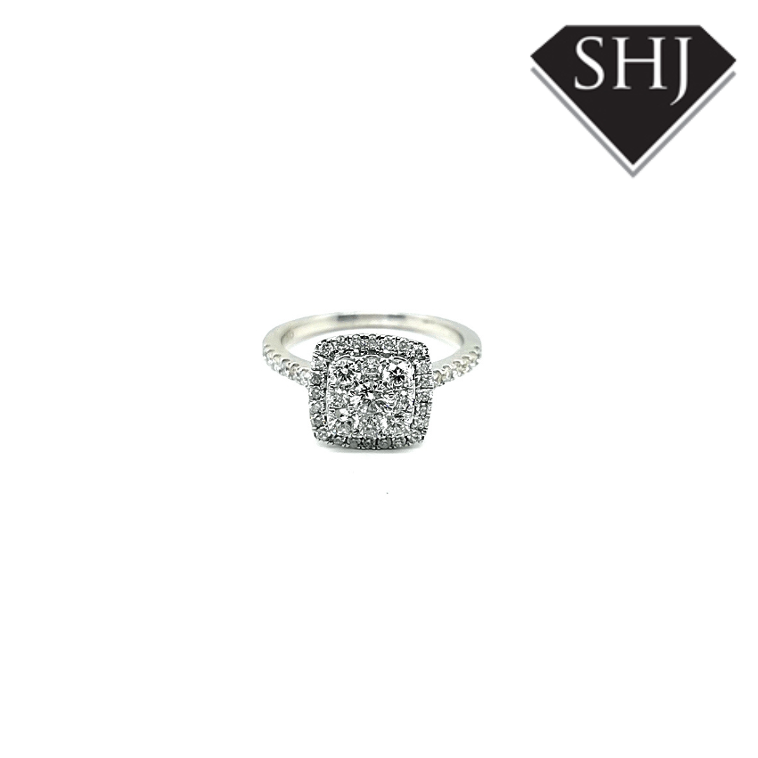 9ct White Gold Diamond Cluster Ring 1.02ct