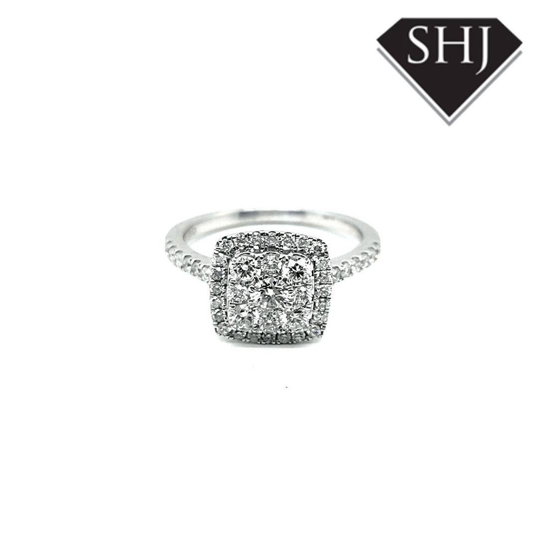 9ct White Gold Diamond Cluster Ring 1.02ct