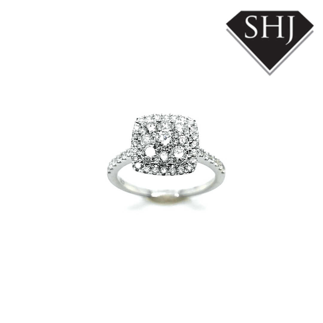 9ct White Gold Diamond Cluster Ring 1.02ct