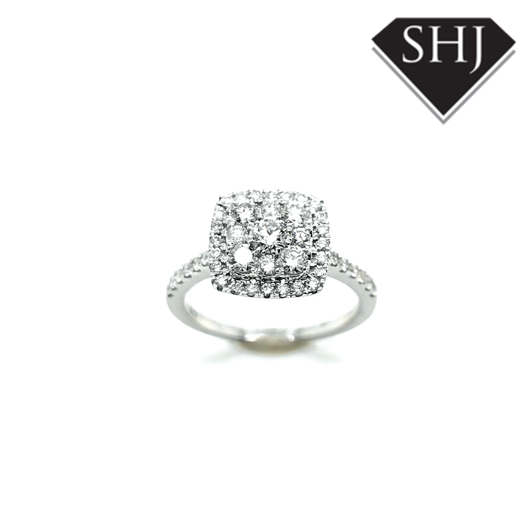 9ct White Gold Diamond Cluster Ring 1.02ct