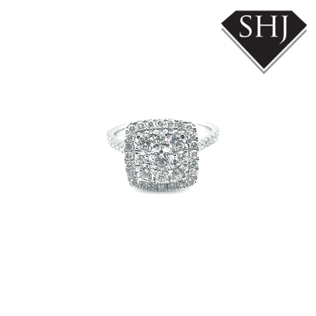 9ct White Gold Diamond Cluster 1.70ct