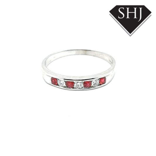 9ct White Gold Ruby and Diamond Eternity Ring