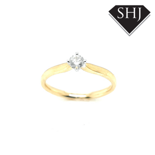 9ct Yellow Gold/White Gold Diamond Single Stone 0.20ct