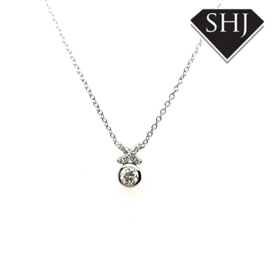 18ct White Gold Diamond Kiss Diamond Slider Pendant