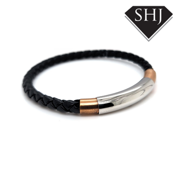 Stainless Steel/Leather Bracelet