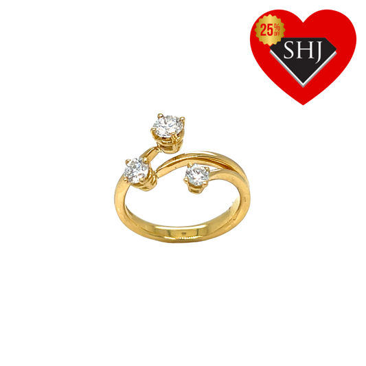 18ct Yellow Gold Diamond 3 Stone Ring