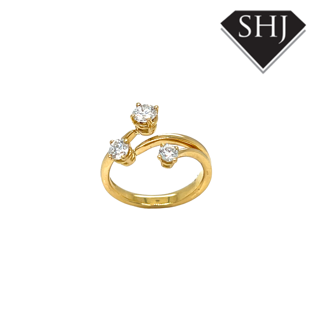 18ct Yellow Gold Diamond 3 Stone Ring