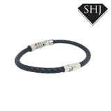 S/STEEL Black Leather Bracelet