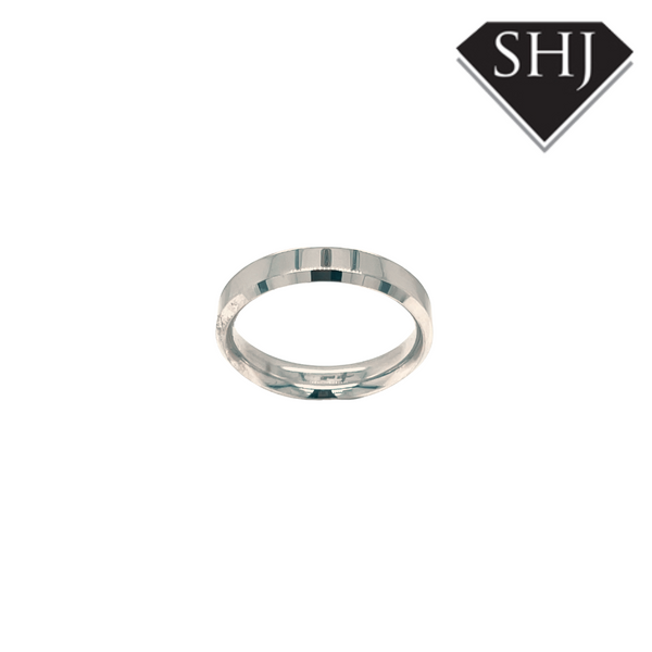 18ct White Gold Beveled Edge Wedding Band