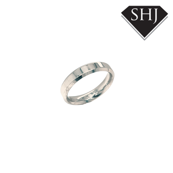 18ct White Gold Beveled Edge Wedding Band