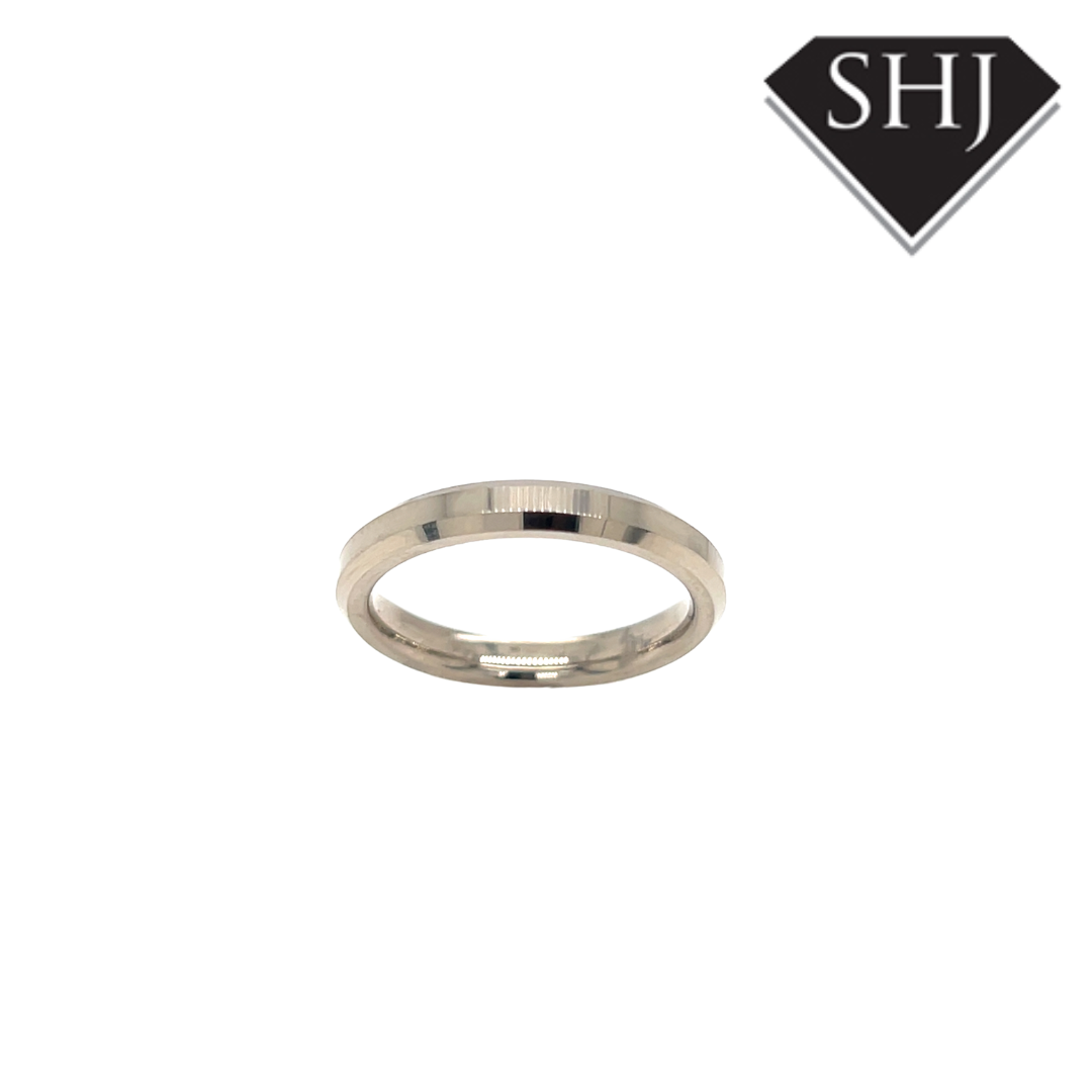 18ct White Gold 3mm Bevelled Edge Wedding Band