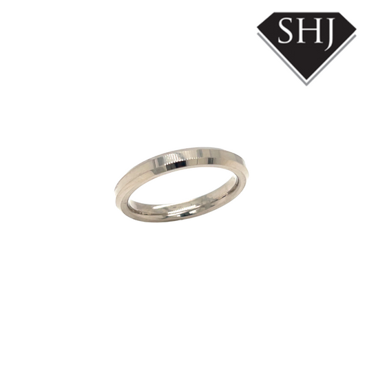 18ct White Gold 3mm Bevelled Edge Wedding Band