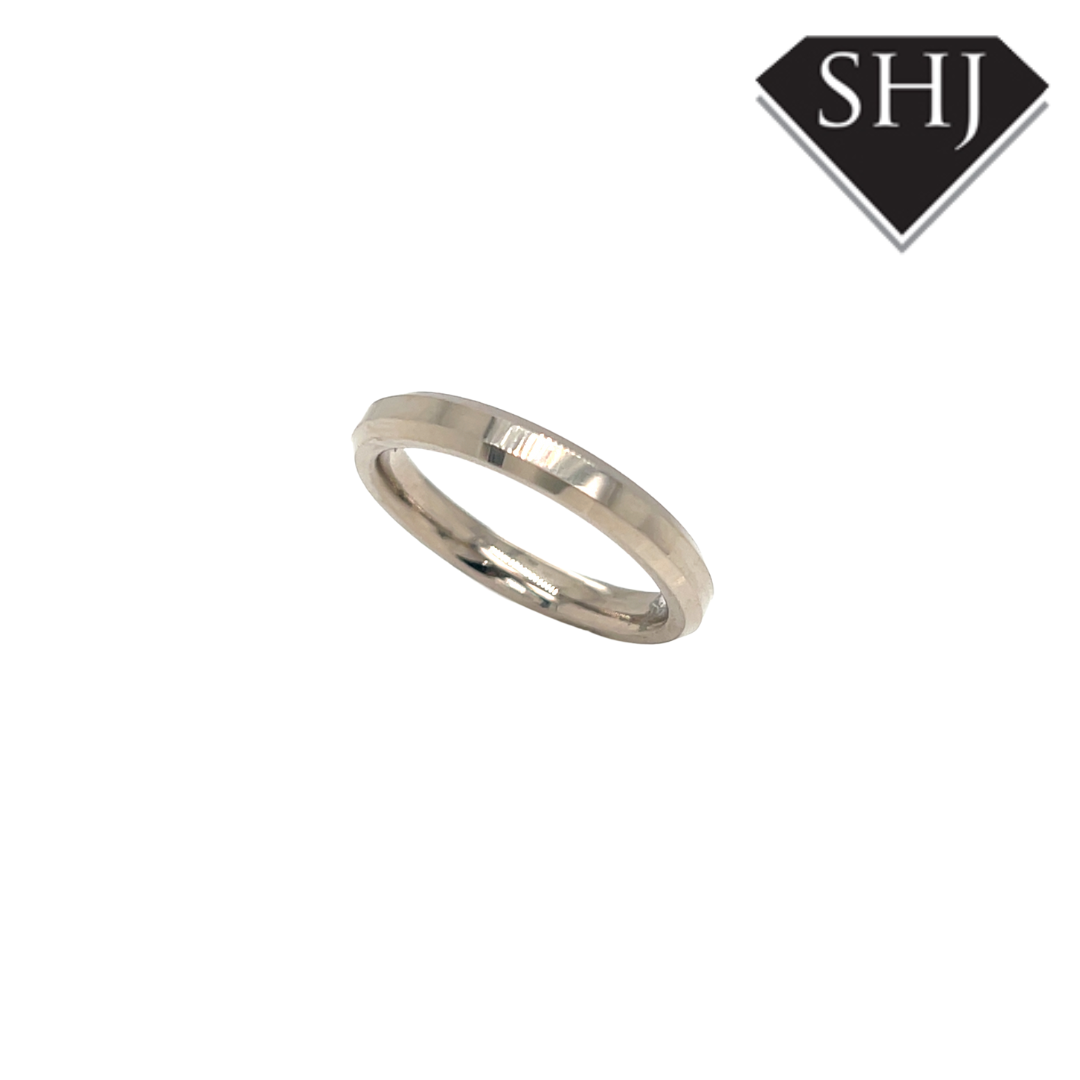 18ct White Gold 3mm Bevelled Edge Wedding Band