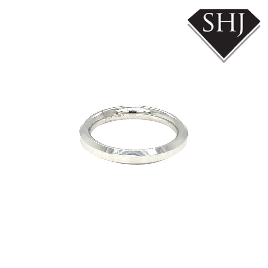 18ct White Gold 3mm Bevelled Edge Wedding Band