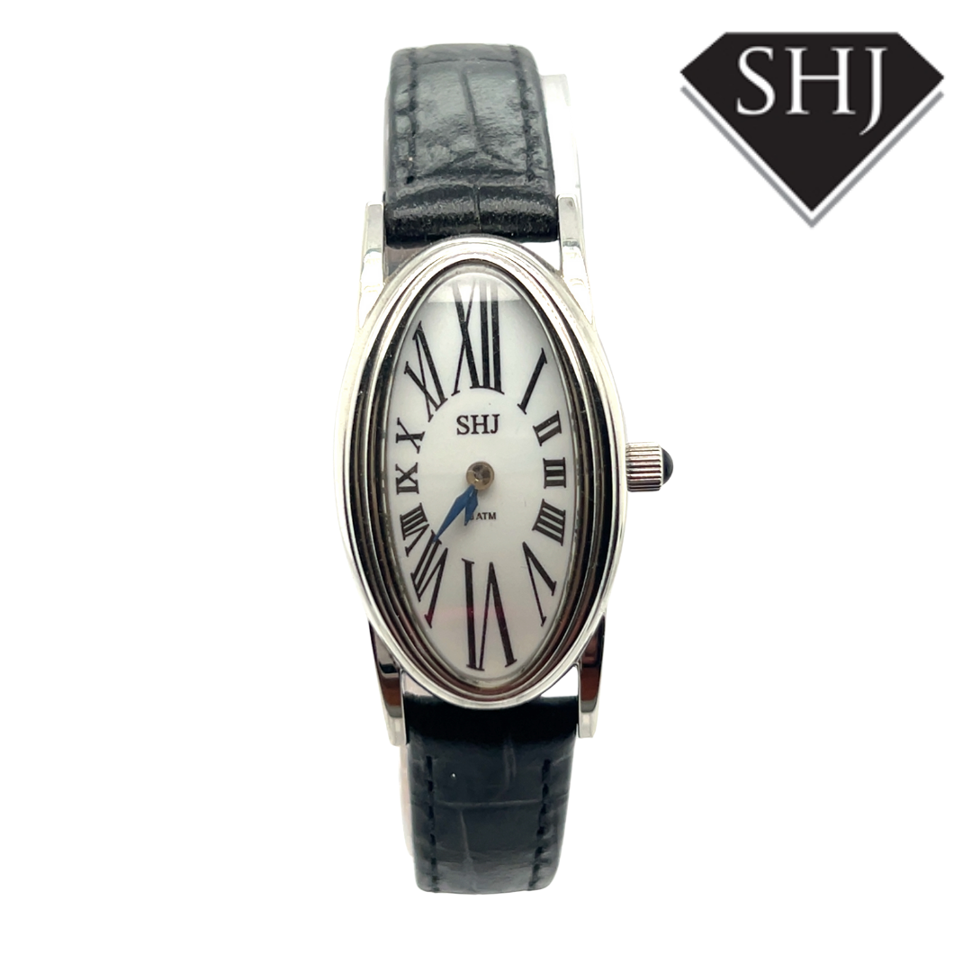 SHJ Ladies Black Strap Watch