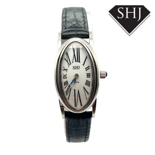SHJ Ladies Black Strap Watch