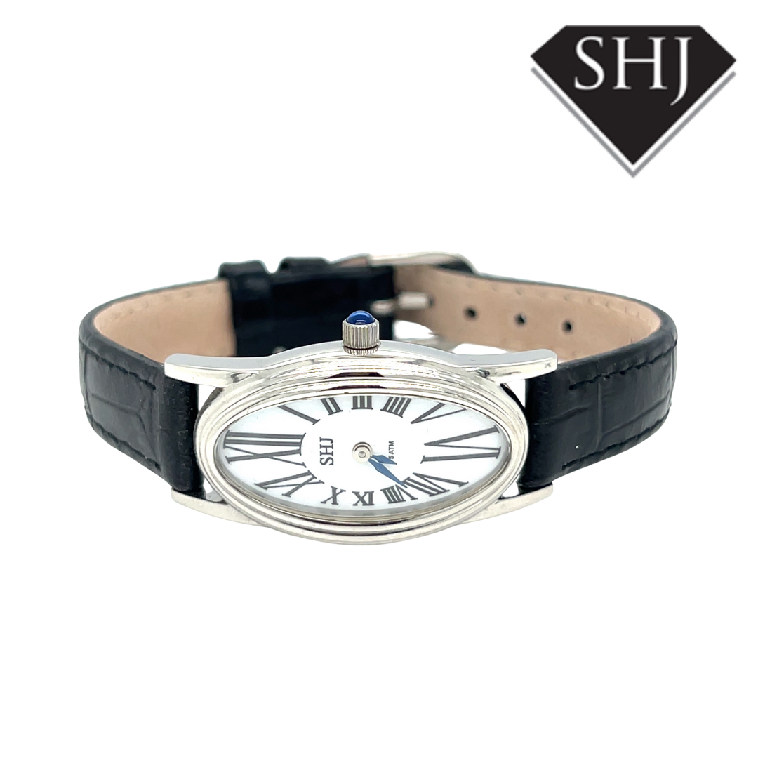 SHJ Ladies Black Strap Watch