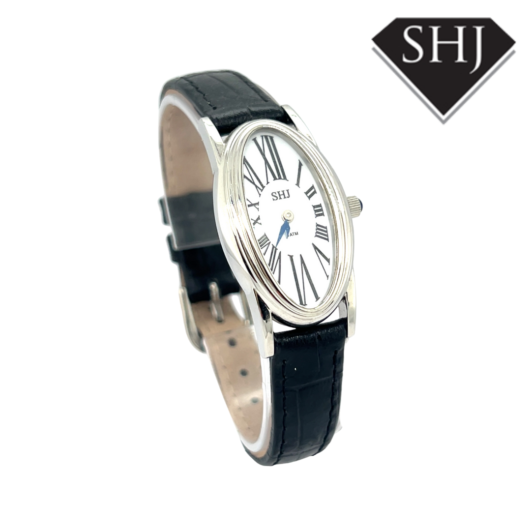 SHJ Ladies Black Strap Watch