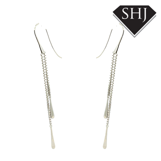 Silver Long Drip Earrings Lucy Q