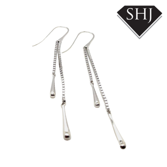 Silver Long Drip Earrings Lucy Q