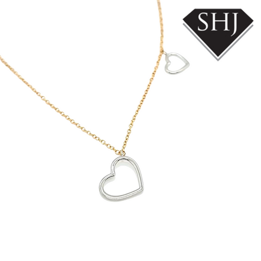 9ct Yellow Gold / White Gold Heart Pendant