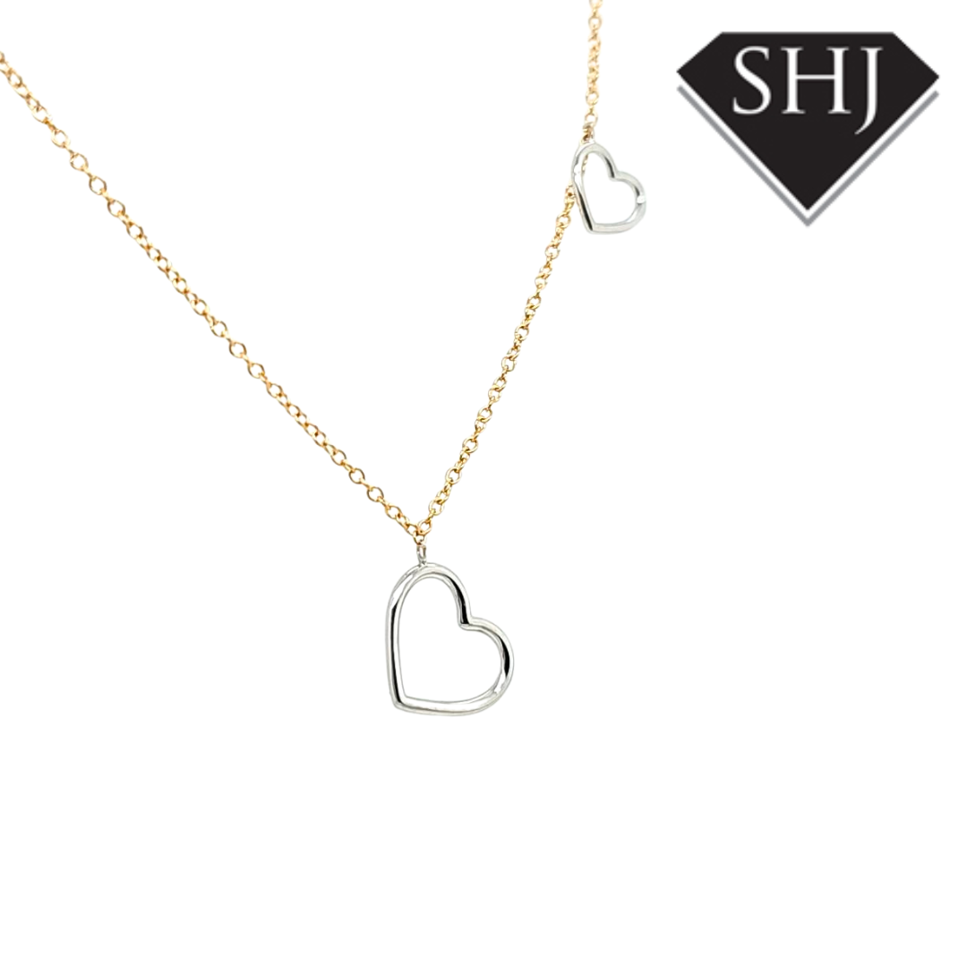 9ct Yellow Gold / White Gold Heart Pendant