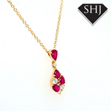 18ct Yellow Gold Ruby and Diamond Pendant