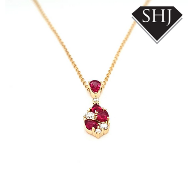 18ct Yellow Gold Ruby and Diamond Pendant