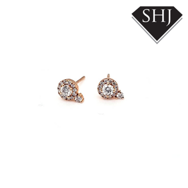 18ct Rose Gold Diamond Earrings