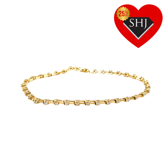 14ct Yellow Gold Diamond Bracelet