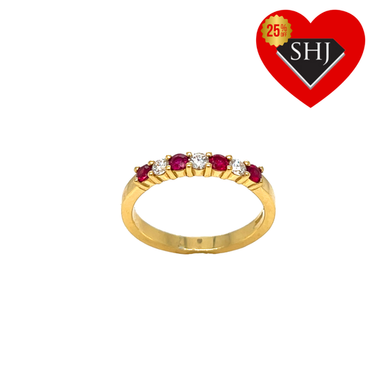 18ct Yellow Gold Ruby & Diamond Eternity Ring