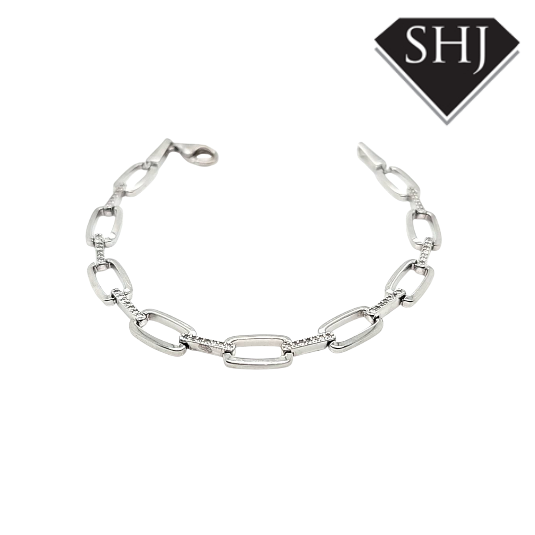 Silver Oval CZ Bracelet
