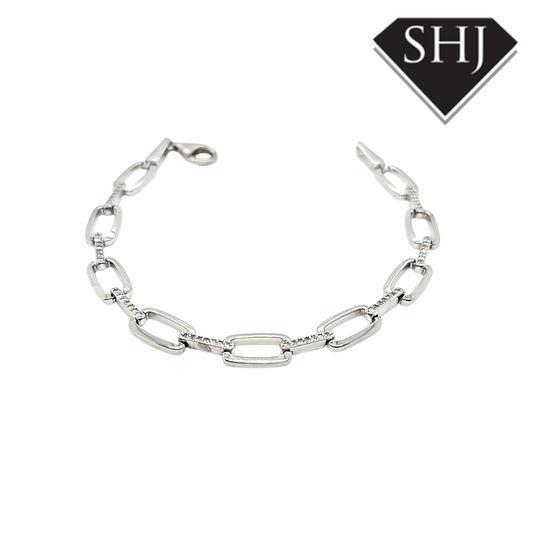 Silver Oval CZ Bracelet