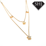 9ct Yellow Gold CP and Diamond Necklace