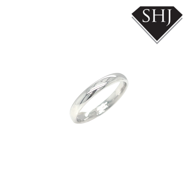 18ct White Gold Court 3mm Wedding Band