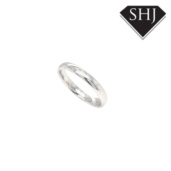 18ct White Gold Court 3mm Wedding Band