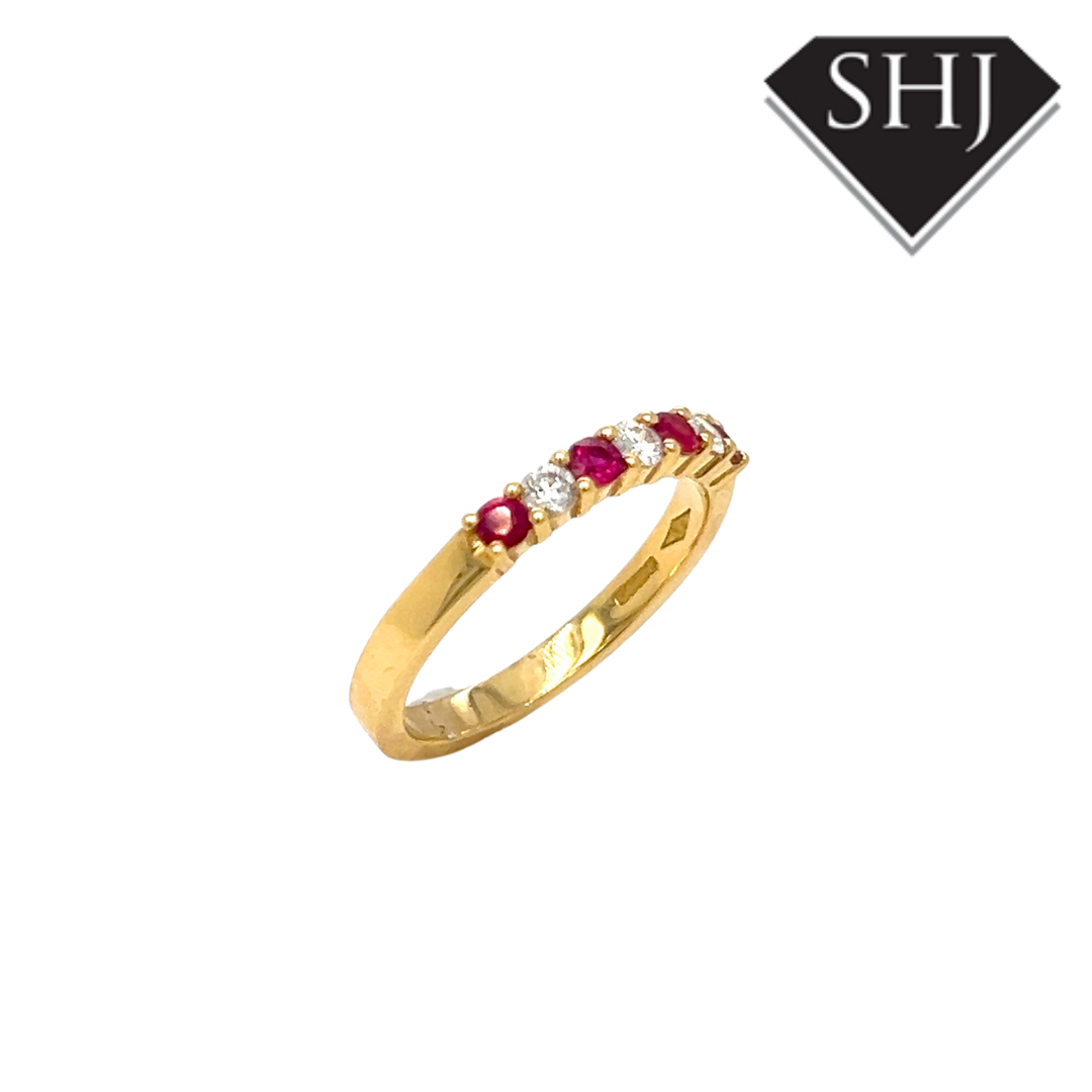 18ct Yellow Gold Ruby & Diamond Eternity Ring