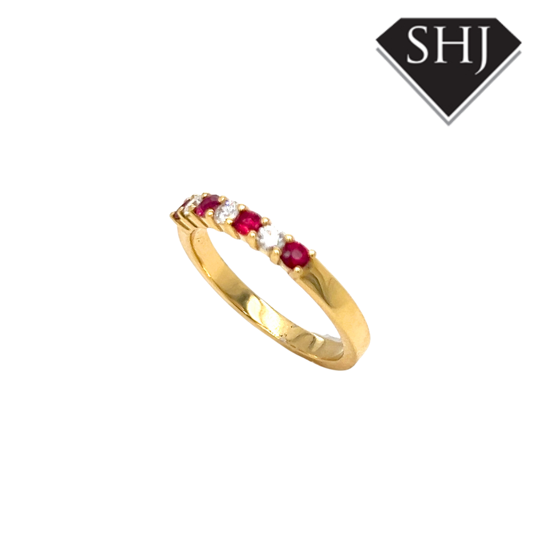 18ct Yellow Gold Ruby & Diamond Eternity Ring