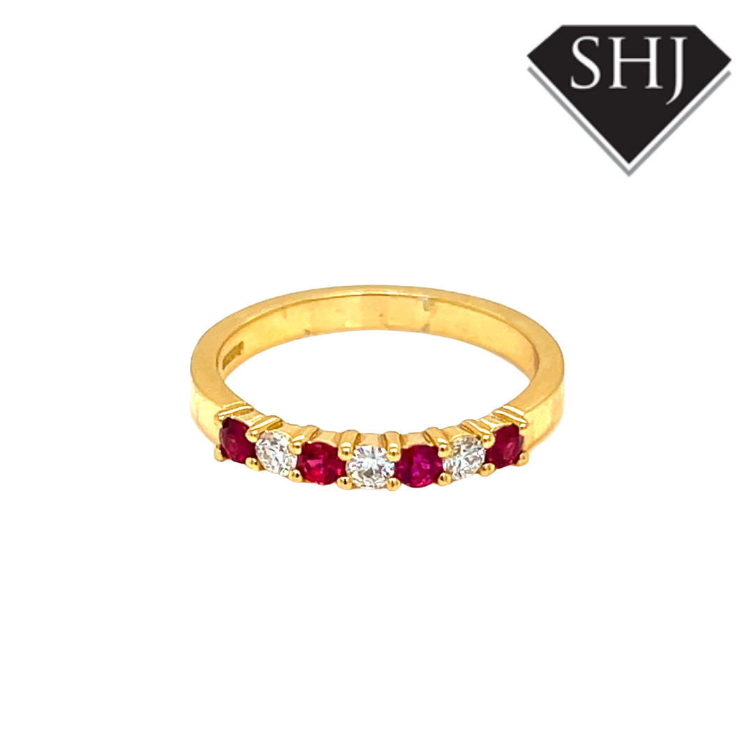 18ct Yellow Gold Ruby & Diamond Eternity Ring