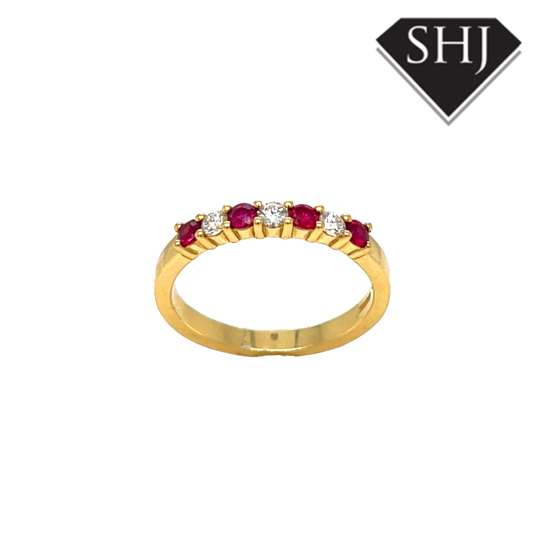 18ct Yellow Gold Ruby & Diamond Eternity Ring