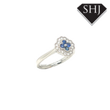 Platinum 0.18ct Diamond and Sapphire Ring